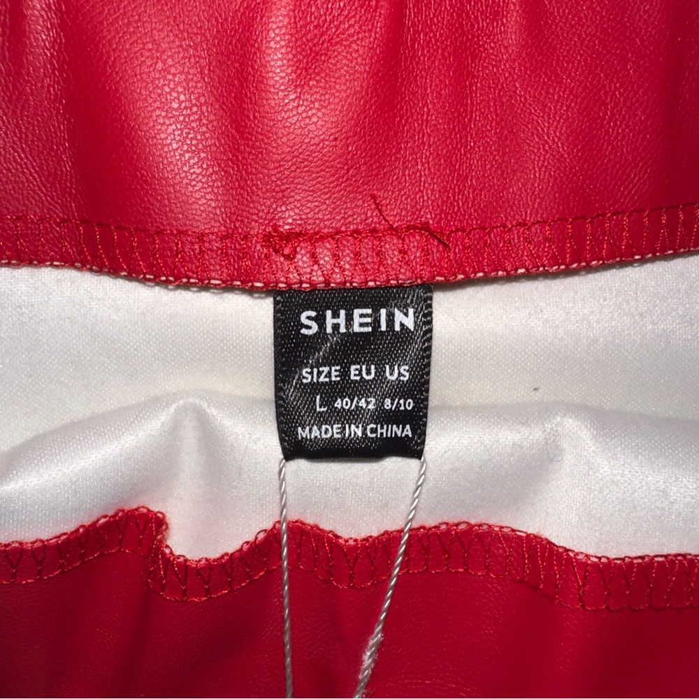 SHEIN Red Faux Leather Pencil Skirt - Picture 7 of 14